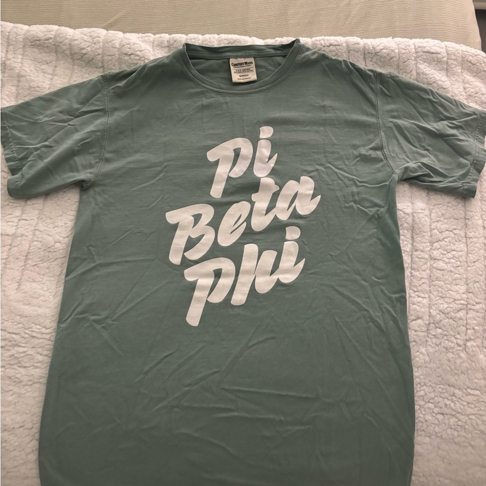 Pi beta phi  Green Tee with White Print
